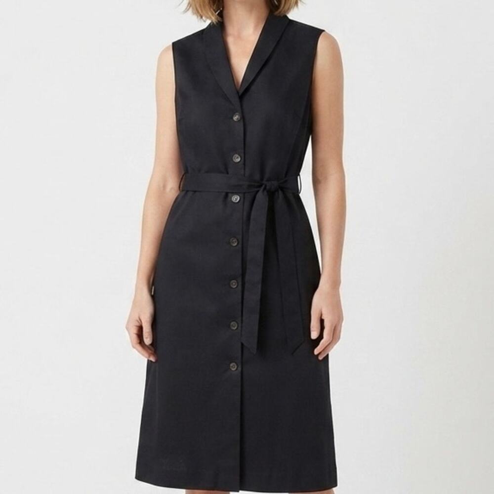 EXLURA | Sleeveless Button-Down Midi Dress Suit Vest Longline Black | Size XL
